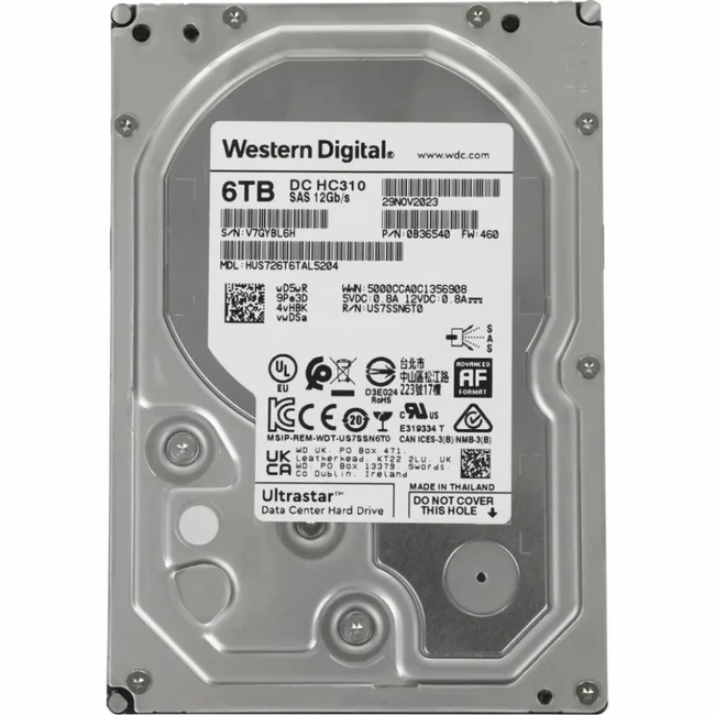 Серверный жесткий диск Western Digital HUS726T6TAL4200 3,5 LFF, 6 ТБ, SATA