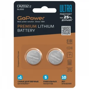 Батарейка GoPower CR2032 BL2 00-00026401