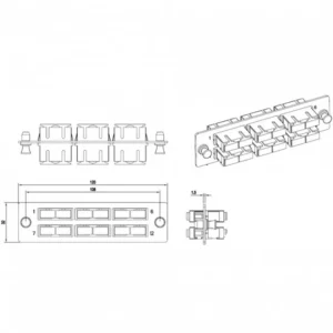 Оптический кросс Hyperline Панель для FO-19BX с 6 SC (duplex) адаптерами 12 волокон многомод OM2 120x32 мм FO-FPM-W120H32-6DSC-BG