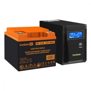 Источник бесперебойного питания ExeGate EX295986RUS + батарея 40Aч EX282979RUS EX296771RUS Линейно-интерактивные, Напольный (Tower), 600 ВА, 360 Вт