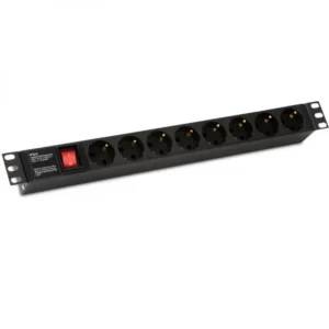 Аксессуар для серверного шкафа Hyperline Блок розеток для 19" шкафов горизонтальный 8 розеток Schuko SHE19-8SH-S-IEC