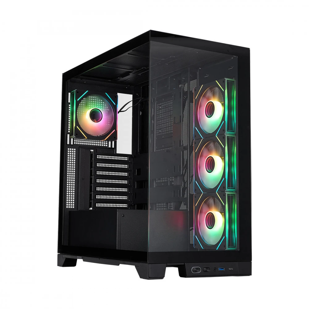 Корпус 1STPLAYER Mi8 Black Mi8-BK-3FC7R-1FC7 Игровые, Mid-Tower