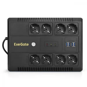 Источник бесперебойного питания ExeGate NEO NNB-1000.LED.AVR.8SH.CH EX293855RUS Линейно-интерактивные, Напольный (Tower), 1000 ВА, 650 Вт