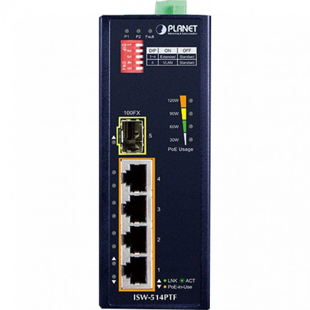 Коммутатор Planet ISW-514PTF 100 Base-TX (100 мбит/с)