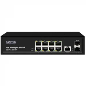 Коммутатор OSNOVO Гигабитный L2 PoE коммутатор на 10 портов SW-80802/L(150W) 1000 Base-TX (1000 мбит/с), 2 SFP порта